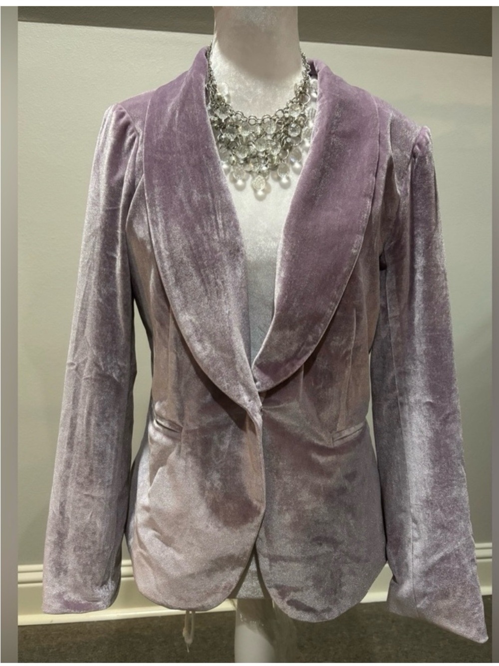 Allegra K lavender purple velvet dressy blazer jacket fully lined size small